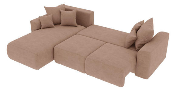 ECKSOFA in Lederlook Cappuccino  - Chromfarben/Cappuccino, KONVENTIONELL, Kunststoff/Textil (195/293cm) - Carryhome