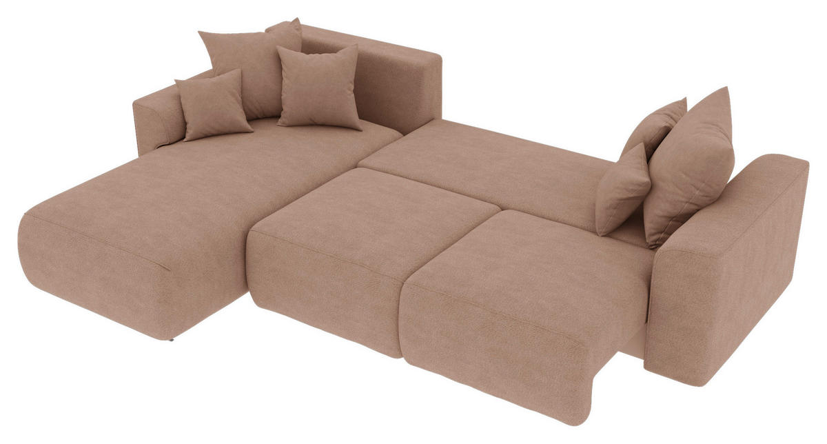 ECKSOFA Cappuccino Lederlook  - Chromfarben/Cappuccino, KONVENTIONELL, Kunststoff/Textil (195/293cm) - Carryhome