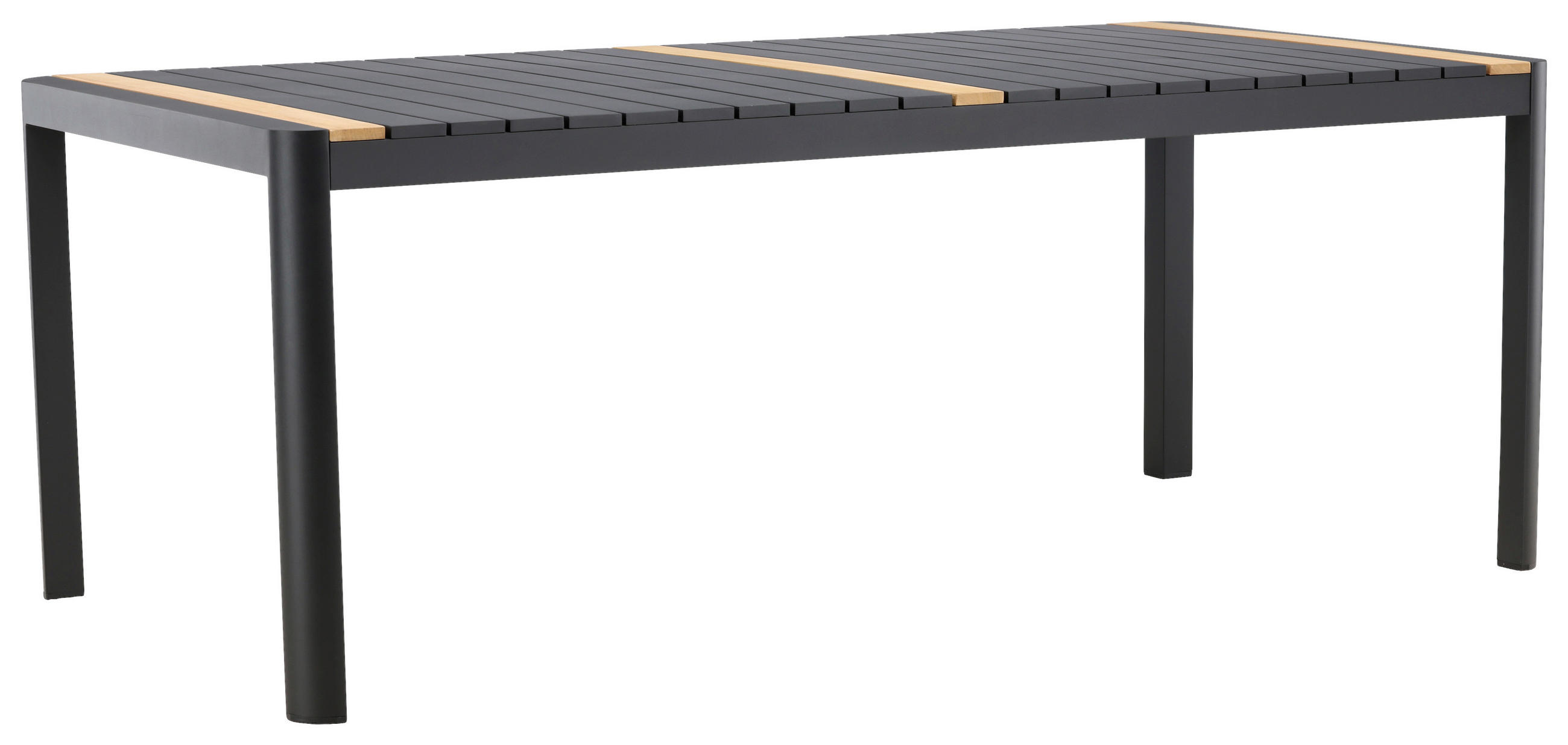 GARTENTISCH 200/100/75 cm Holz, Metall rechteckig  - Schwarz, KONVENTIONELL, Holz/Metall (200/100/75cm) - Gardenson