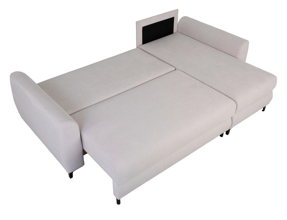 ECKSOFA in Mikrofaser Creme  - Creme/Schwarz, Design, Textil/Metall (236/148cm) - MID.YOU