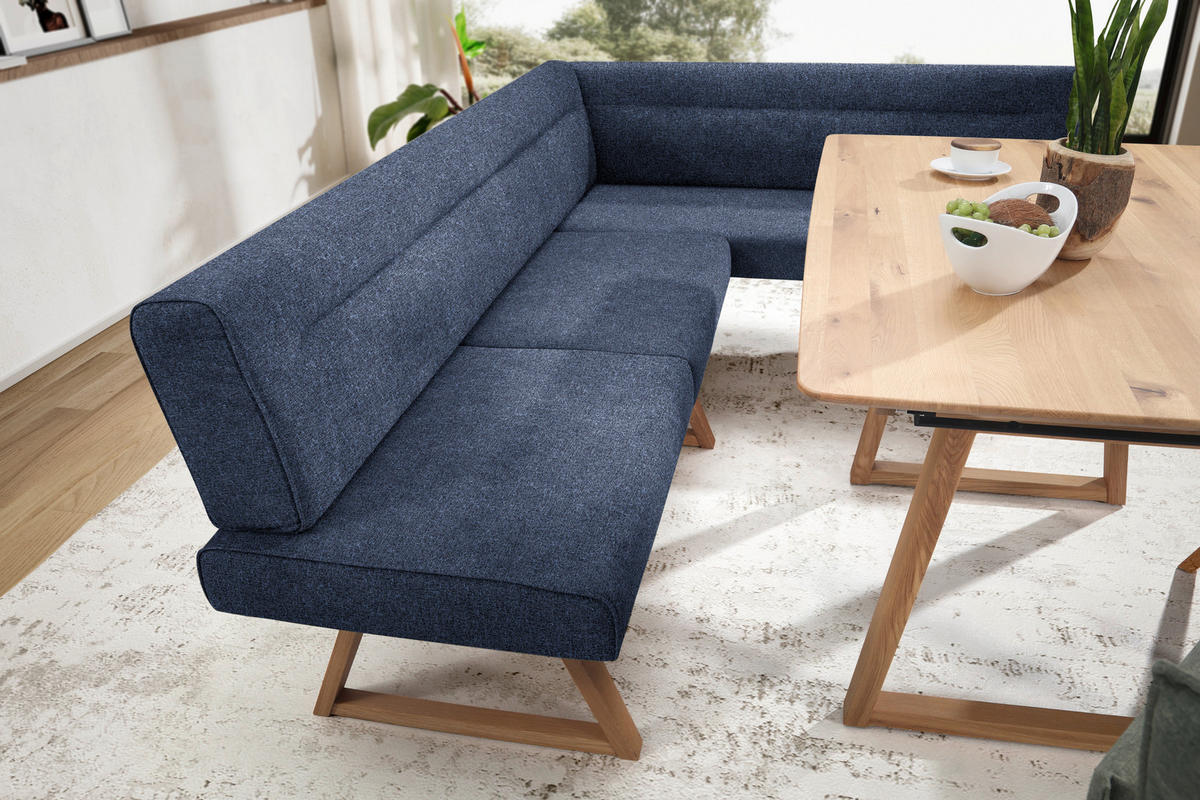 ECKBANK 230/170 cm  in Eichefarben, Dunkelblau  - Eichefarben/Dunkelblau, KONVENTIONELL, Holz/Textil (230/170cm) - Moderano
