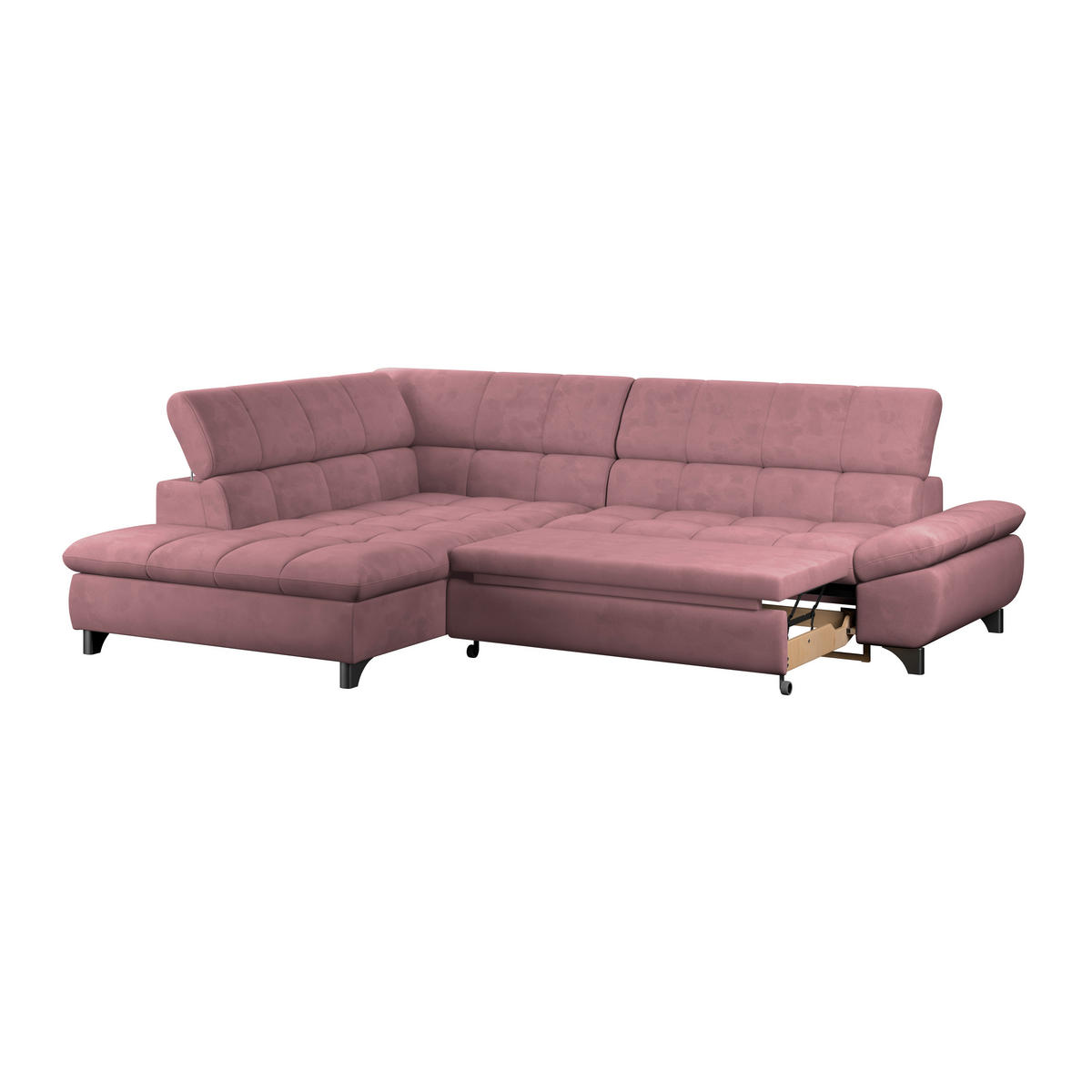 ECKSOFA Rosa Chenille  - Chromfarben/Rosa, KONVENTIONELL, Textil/Metall (234/312cm) - Livetastic