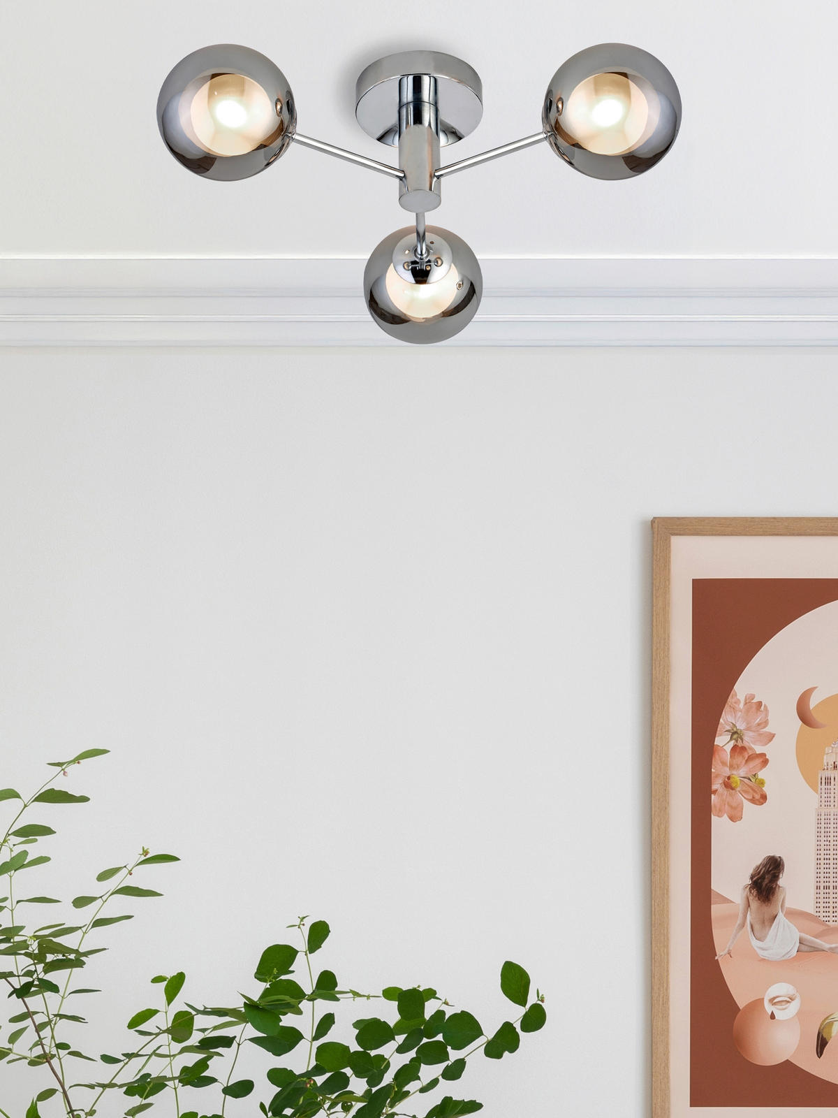 DECKENLEUCHTE Oscar 13,5/42/42 cm  - Chromfarben, Design, Glas/Metall (13,5/42/42cm)