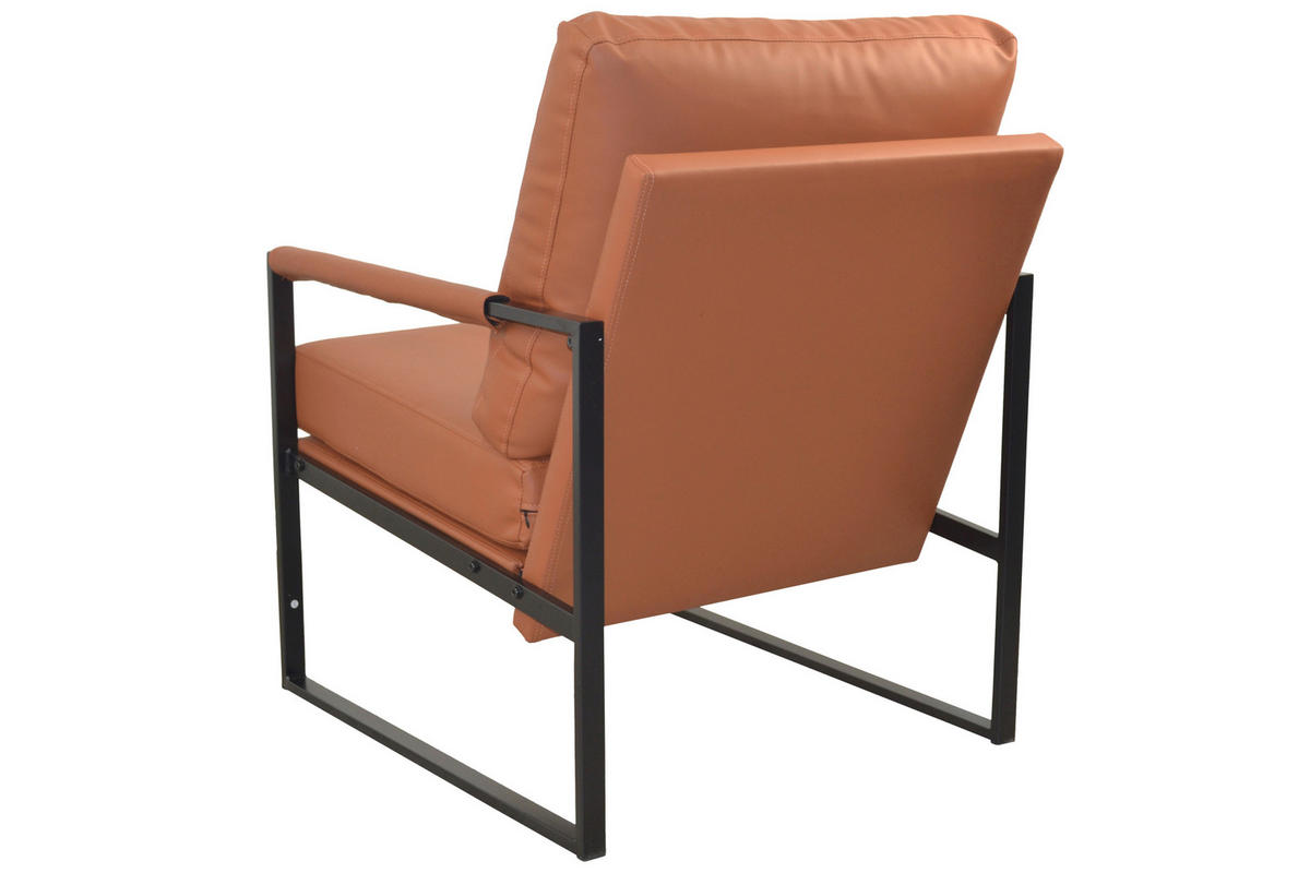 LOUNGESESSEL Braun, Cognac    - Cognac/Schwarz, Design, Metall (81/65/90cm) - MID.YOU