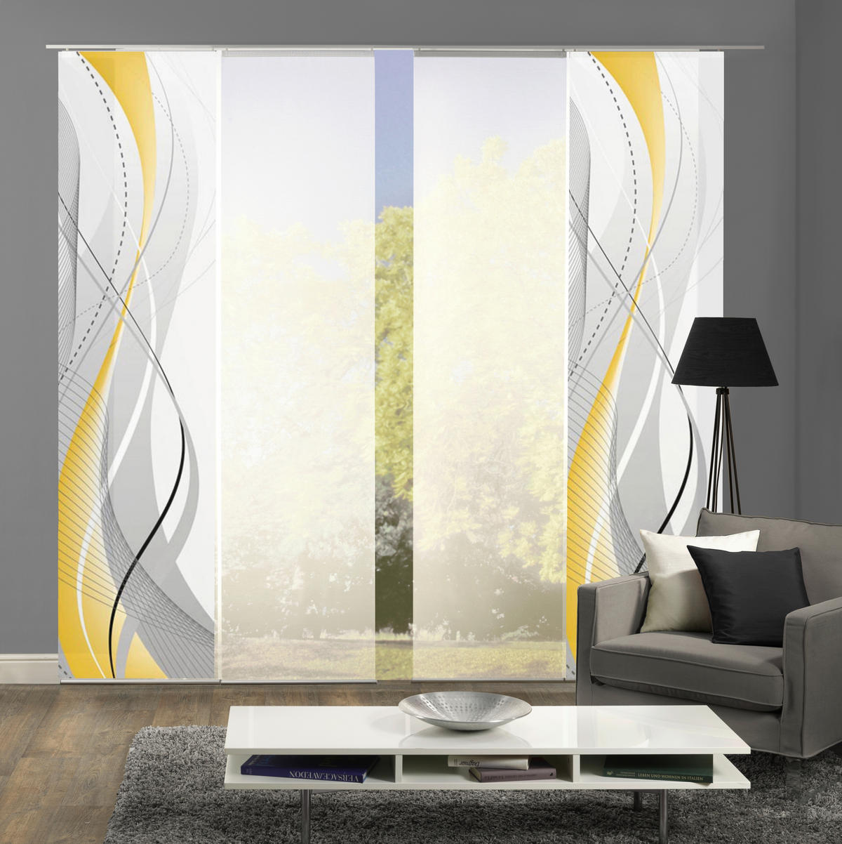FLÄCHENVORHANG 4ER SET in Gelb, Hellgelb halbtransparent  - Gelb/Hellgelb, Design, Textil (60/245cm) - Schmidt W. Gmbh