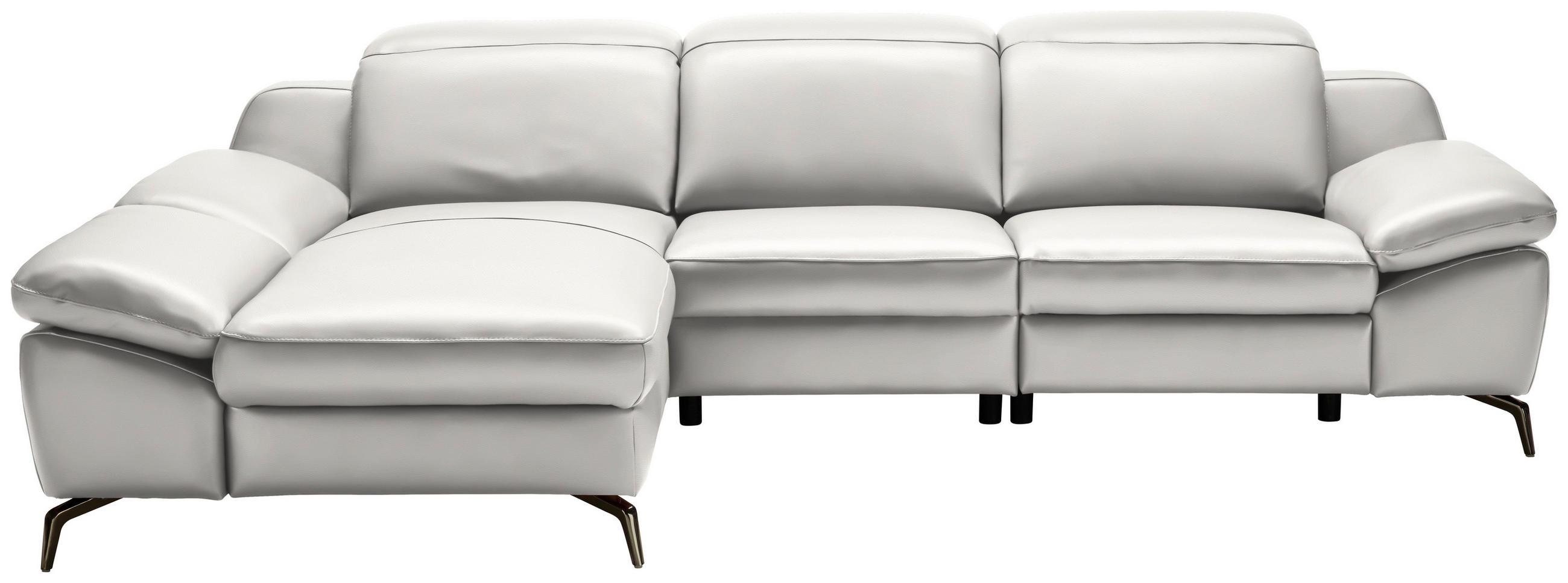 ECKSOFA in Echtleder Greige  183/286 cm  - Greige/Schwarz, Design, Leder/Metall (183/286cm) - Celina Home