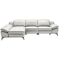 ECKSOFA in Echtleder Greige  183/286 cm  - Greige/Schwarz, Design, Leder/Metall (183/286cm) - Celina Home