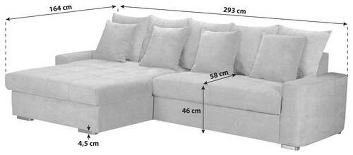 ECKSOFA SALVADOR Hellgrau Mikrofaser  - Wengefarben/Silberfarben, MODERN, Holz/Textil (164/293cm) - MID.YOU