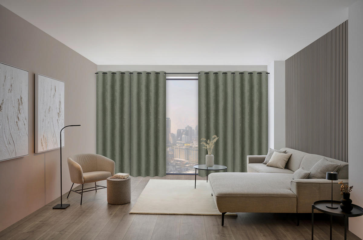 ÖSENSCHAL NEAL Verdunkelung 132/245 cm   - Grün, Basics, Textil (132/245cm) - Dieter Knoll