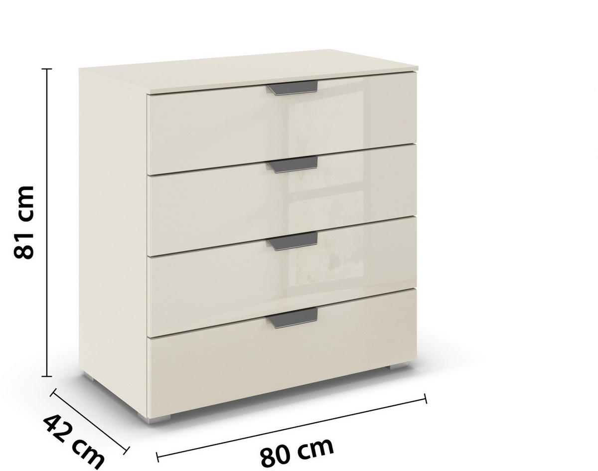 KOMMODE  in 80/81/42 cm  - Chromfarben/Champagner, Design, Glas/Holzwerkstoff (80/81/42cm) - Carryhome