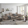 ECKSOFA Creme Mikrovelours  - Creme/Schwarz, KONVENTIONELL, Kunststoff/Textil (265/217cm) - Carryhome