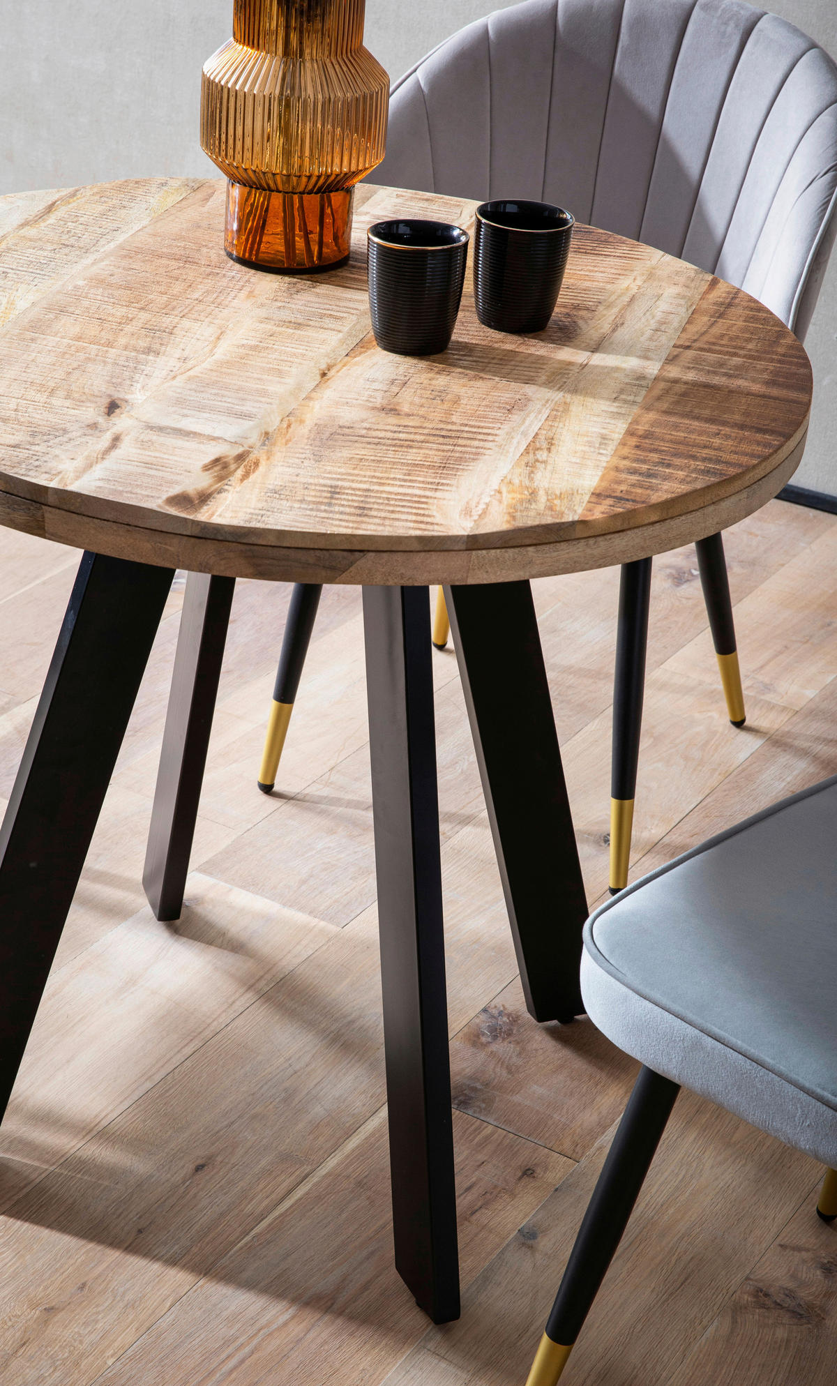 ESSTISCH in Holz 80/80/75 cm  - Schwarz/Braun, Design, Holz/Metall (80/80/75cm) - MID.YOU