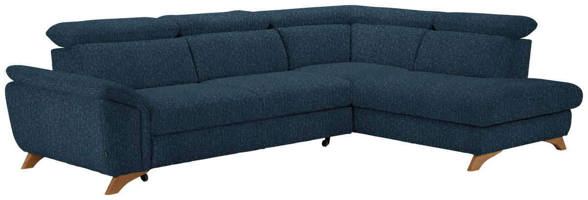 ECKSOFA MERCURY Blau Chenille  - Blau/Eichefarben, MODERN, Holz/Textil (287/212cm) - Valnatura