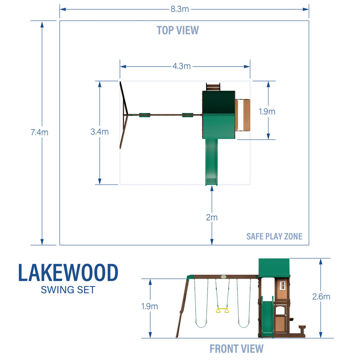 SPIELTURM 340/260/430 cm SPIELTURM LAKEWOOD  - Braun/Grün, Konventionell, Holz (340/260/430cm)