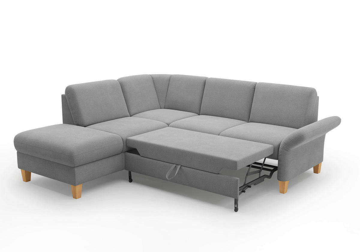 ECKSOFA ROCHELLE E Grau Flachgewebe  - Eichefarben/Grau, KONVENTIONELL, Holz/Textil (216/240cm) - Sit & More