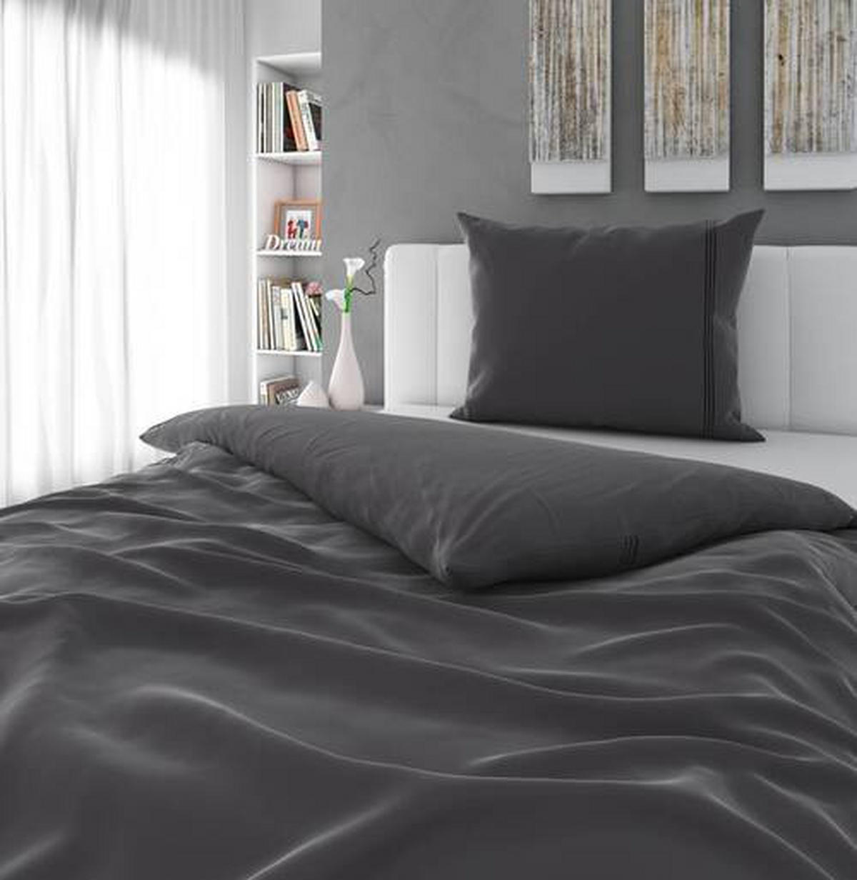 BETTWÄSCHESET Satin 160/210 cm  65 cm/100 cm  - Grau, Natur, Textil (160/210cm) - Bio:Vio