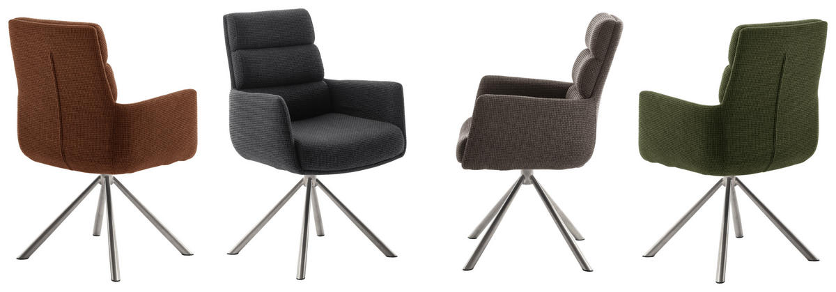 ARMLEHNSTUHL  in Edelstahl Webstoff  - Edelstahlfarben/Anthrazit, Design, Textil/Metall (61/90/64cm) - Dieter Knoll