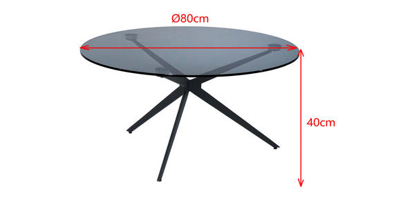 COUCHTISCH Klarglas 80/80/40 cm rund Grau, Schwarz - Schwarz/Grau, Design, Glas/Metall (80/80/40cm) - Dieter Knoll