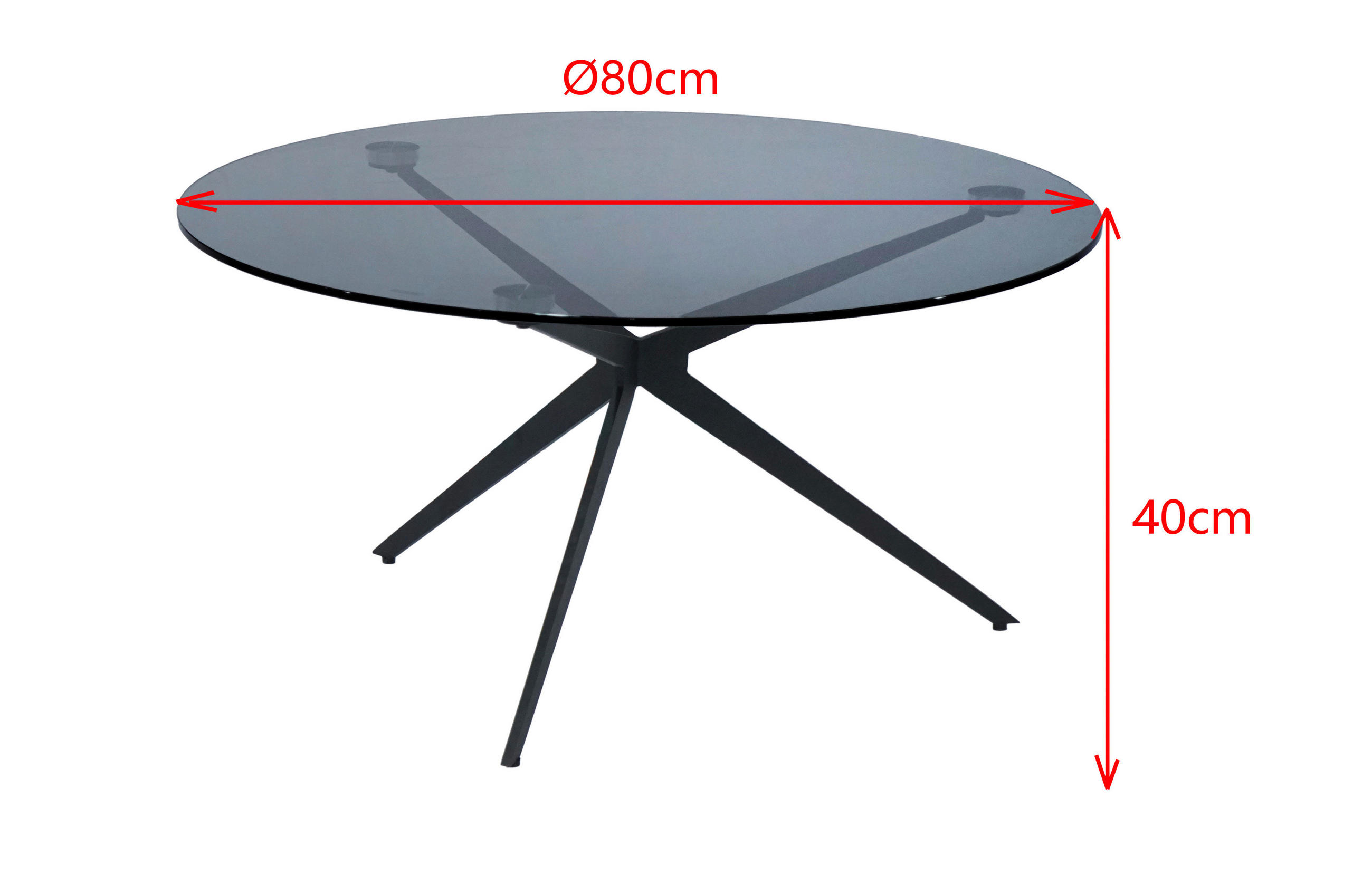 COUCHTISCH Klarglas 80/80/40 cm rund Grau, Schwarz  - Schwarz/Grau, Design, Glas/Metall (80/80/40cm) - Dieter Knoll
