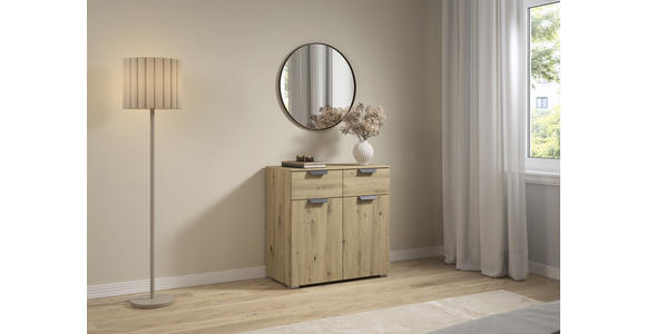 KOMMODE in 80/81/42 cm - Dunkelgrau/Eiche Artisan, Design, Holzwerkstoff/Metall (80/81/42cm) - Carryhome
