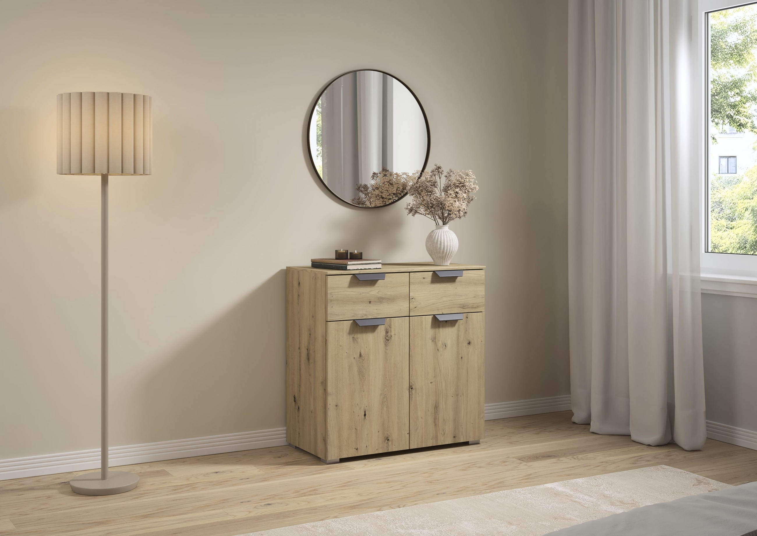 KOMMODE  in 80/81/42 cm  - Dunkelgrau/Eiche Artisan, Design, Holzwerkstoff/Metall (80/81/42cm) - Carryhome