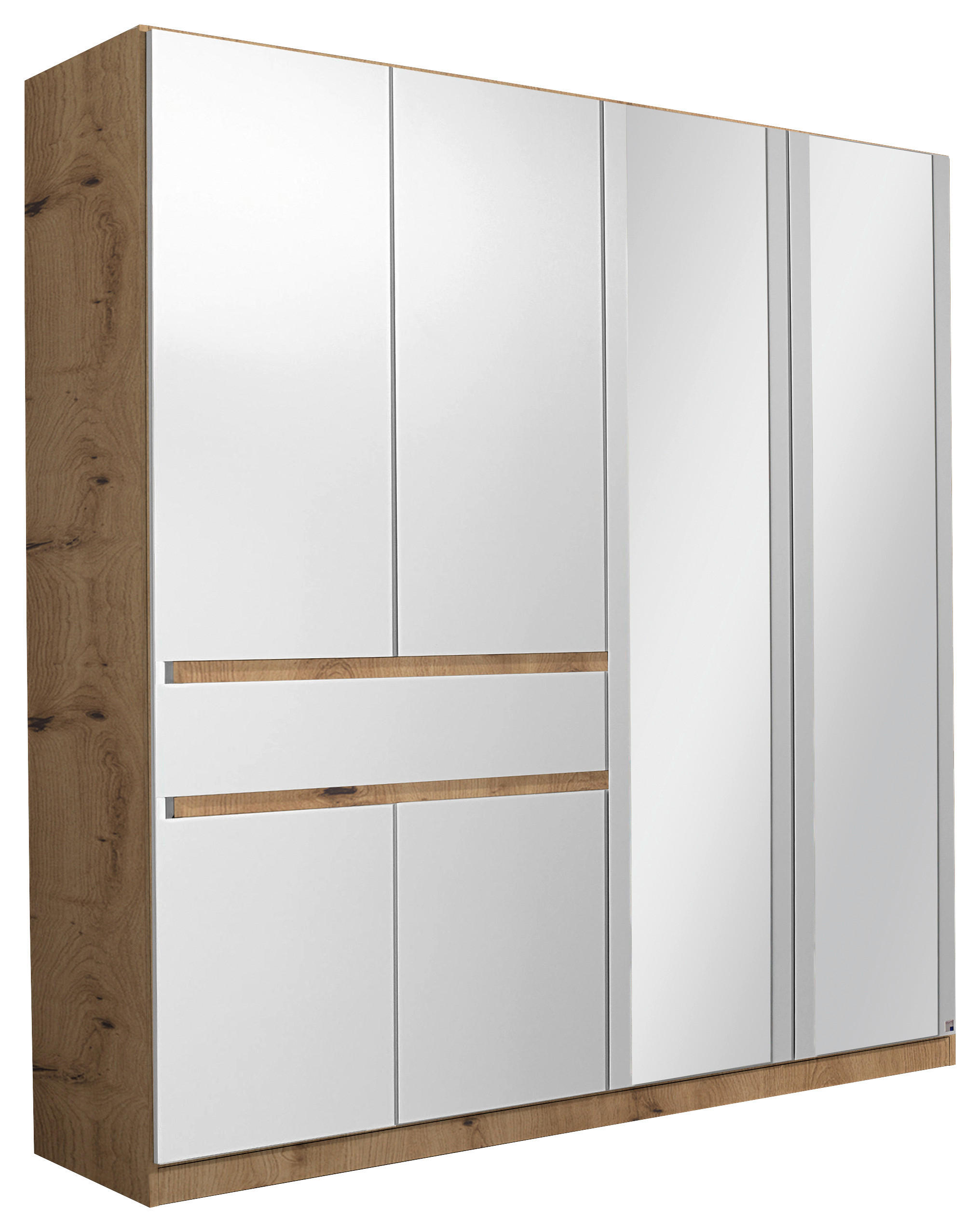 KLEIDERSCHRANK in Weiss, Eiche Artisan  - Weiss/Eiche Artisan, Design, Glas/Holzwerkstoff (181/197/54cm) - Rauch Möbel