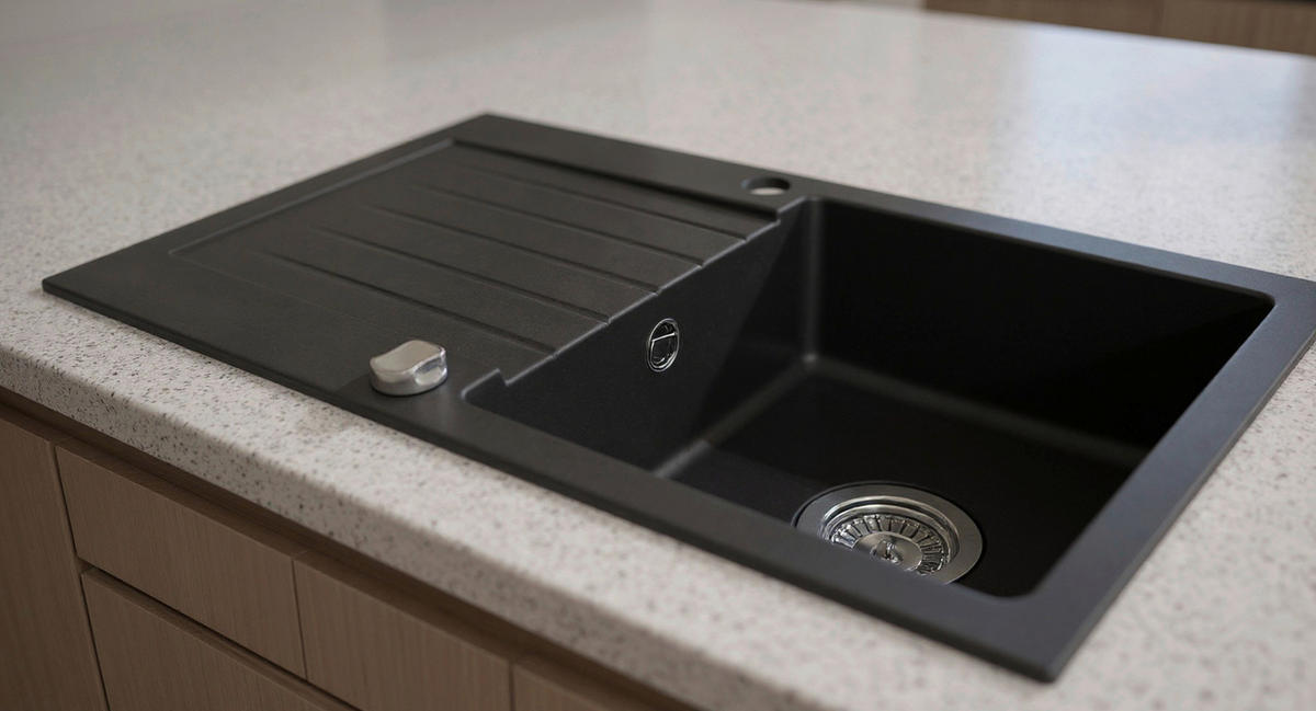 SPÜLE 1113018D  - Schwarz, Basics, Stein (76/16/44cm) - Carryhome