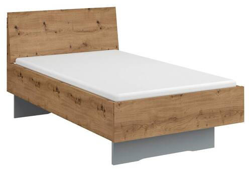 BETT 100/200 cm Grau, Eichefarben  - Eichefarben/Grau, Trend (100/200cm) - Stylife