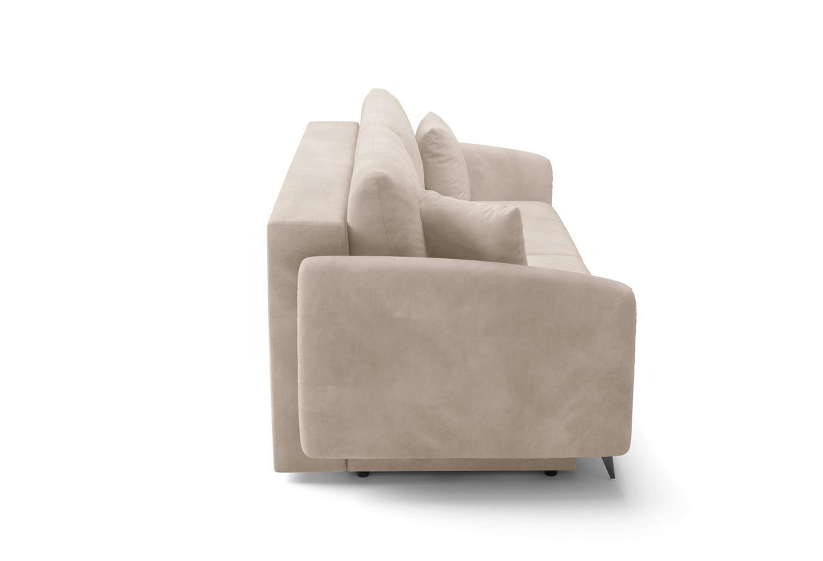 SCHLAFSOFA INGRID  mit Plüsch Beige  - Beige/Creme, Design, Textil/Metall (230/100/103cm) - Livetastic