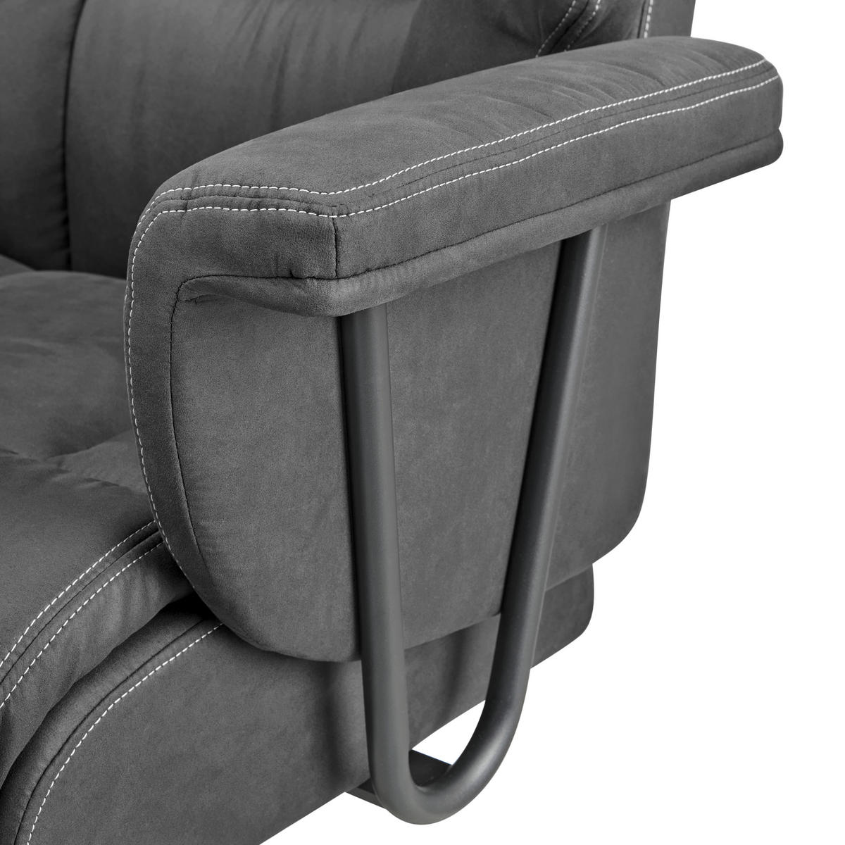 CHEFSESSEL Velours Schwarz  - Schwarz, MODERN, Kunststoff/Textil (84/120-128/85cm) - MID.YOU