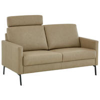 2,5-SITZER Echtleder Taupe  - Taupe/Schwarz, Konventionell, Leder/Metall (160/88/88cm) - Pure Home Comfort