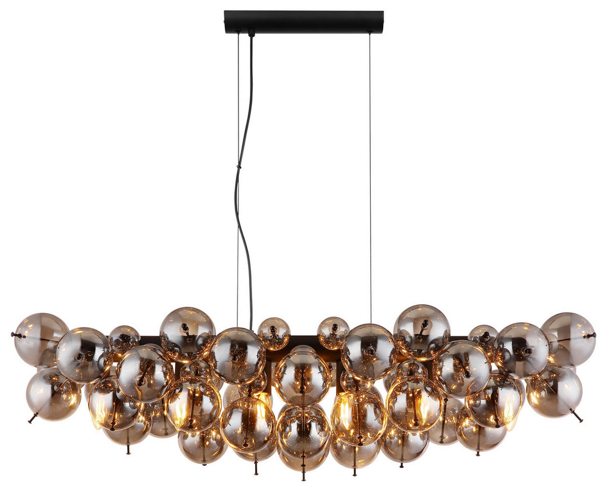 HÄNGELEUCHTE  103/47 cm   - Schwarz, Design, Glas/Metall (103/47cm) - Globo