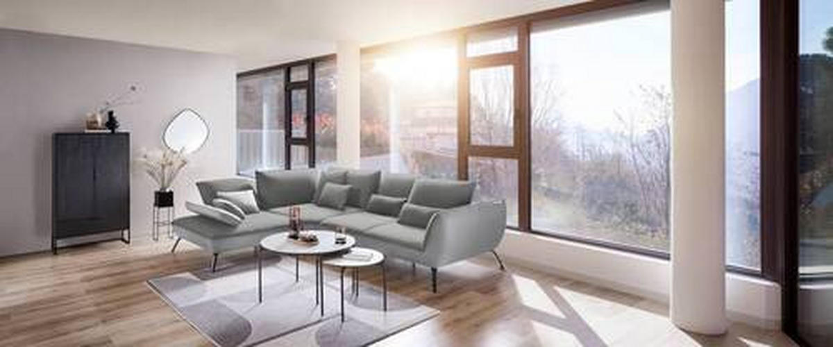 ECKSOFA in Flachgewebe Hellgrau  - Hellgrau/Schwarz, Design, Textil/Metall (250/310cm) - Moderano