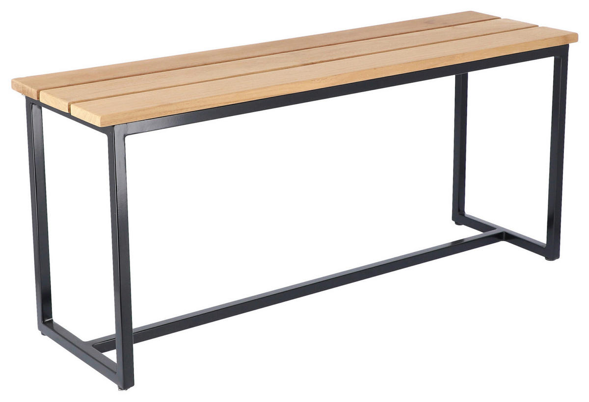 GARTENBANK 100/45/29 cm Teakholz   - Schwarz/Teakfarben, KONVENTIONELL, Holz/Metall (100/45/29cm) - Jan Kurtz