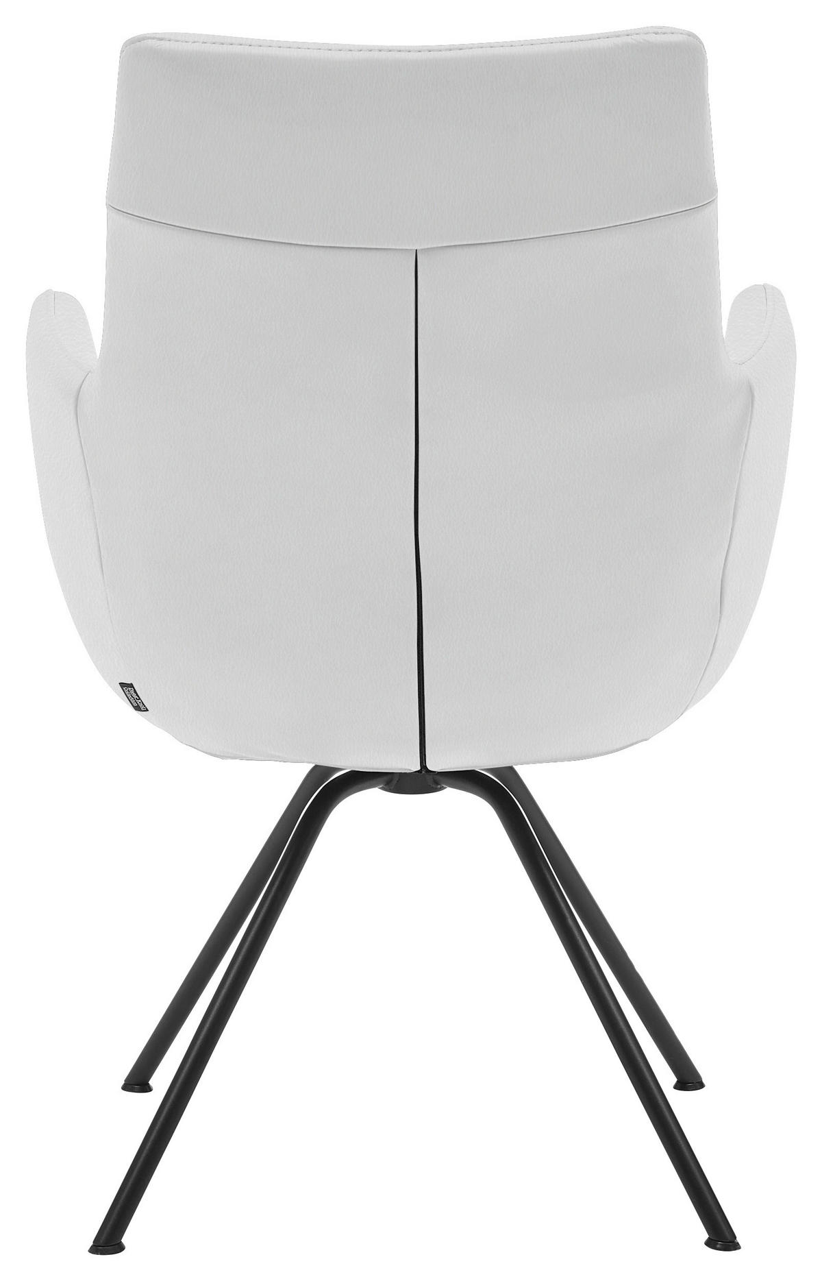 ARMLEHNSTUHL  in Stahl  - Weiss/Schwarz, Design, Leder/Metall (60/90/61cm) - Dieter Knoll