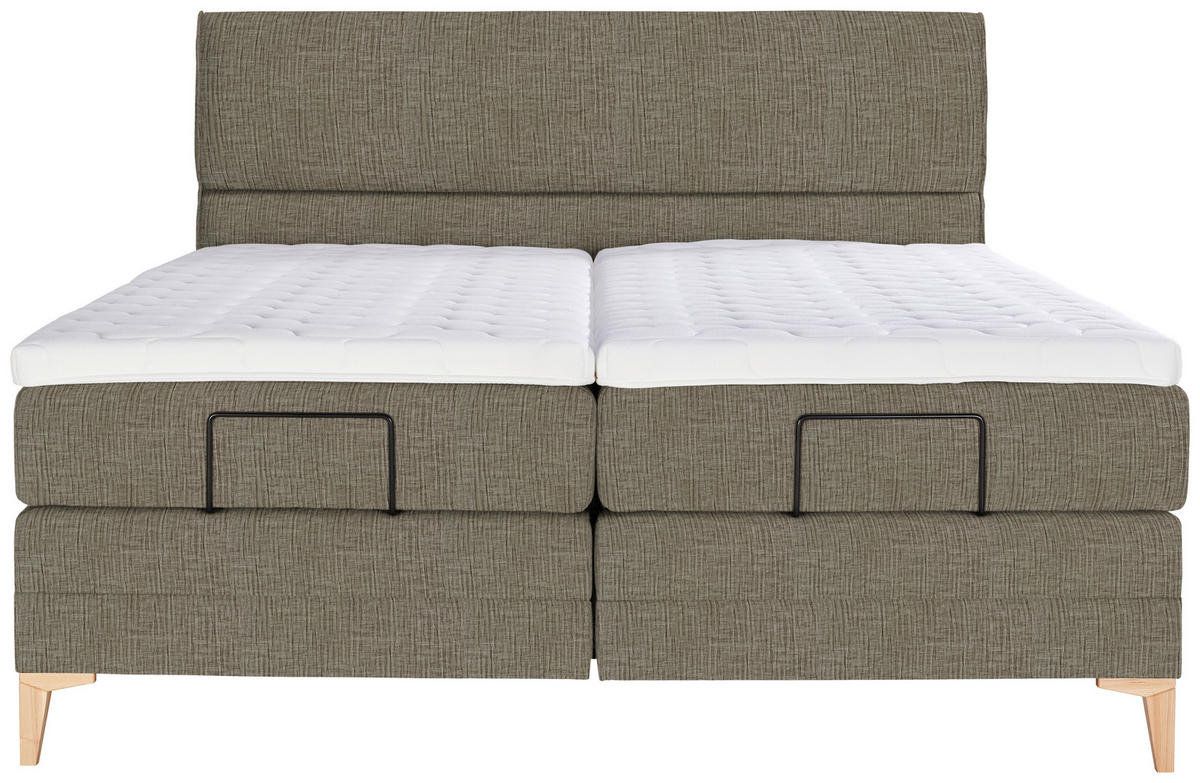 BOXSPRINGBETT 180/200 cm  in Hellbraun  - Hellbraun/Eichefarben, Konventionell, Holz/Textil (180/200cm) - Voleo