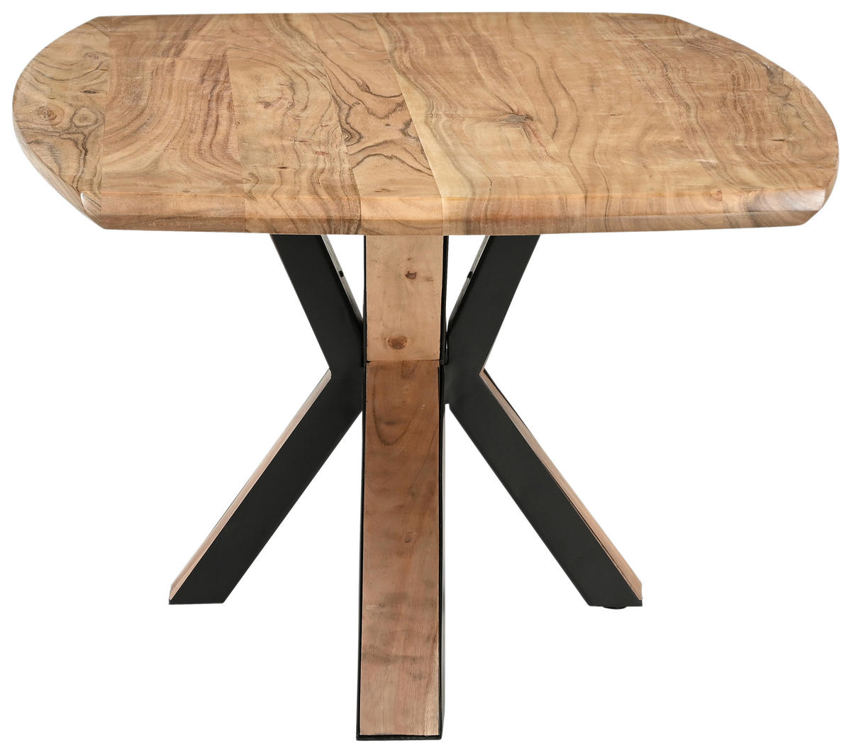 COUCHTISCH Akazie Hartholz 110/70/45 cm bootsförmig Schwarz, Akaziefarben  - Schwarz/Akaziefarben, Design, Holz/Metall (110/70/45cm) - Livetastic