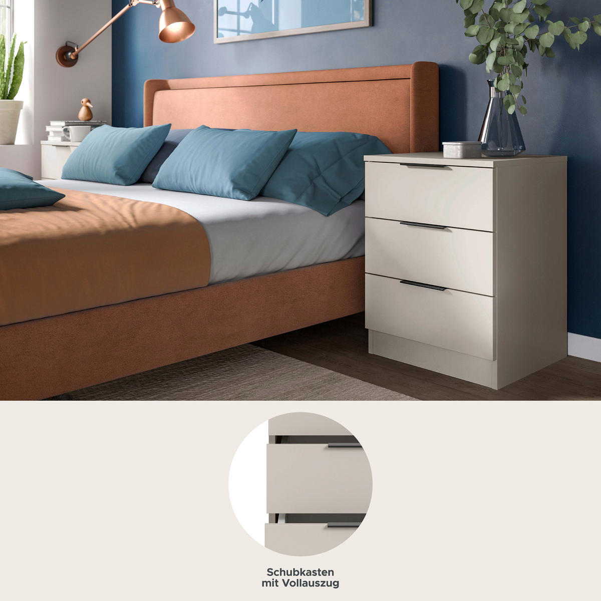 NACHTTISCH-SET  Kaschmir  - Kaschmir/Schwarz, Modern, Holzwerkstoff/Kunststoff (45cm) - Livetastic