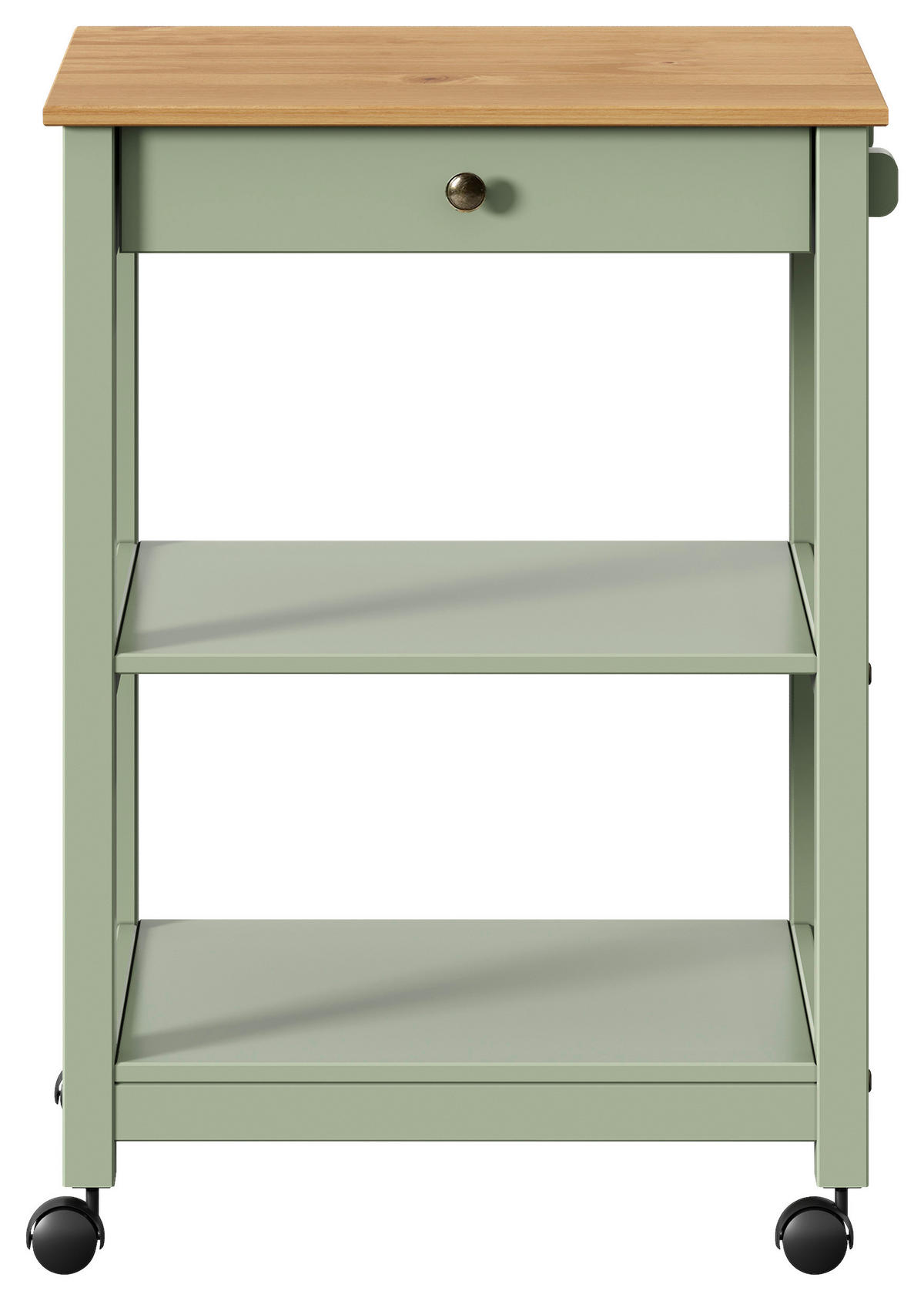 SERVIERWAGEN Pinie massiv Braun, Olivgrün  - Zinkfarben/Olivgrün, MODERN, Holz/Kunststoff (65/90,6/40cm) - Livetastic