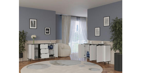 SIDEBOARD  in 136,8/82/35,2 cm  - Schwarz/Weiß, MODERN, Holzwerkstoff/Kunststoff (136,8/82/35,2cm) - Carryhome