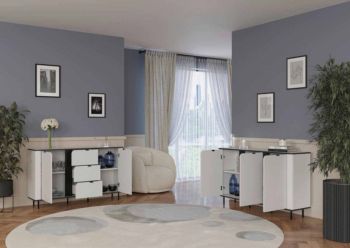 SIDEBOARD  in 136,8/82/35,2 cm  - Schwarz/Weiß, MODERN, Holzwerkstoff/Kunststoff (136,8/82/35,2cm) - Carryhome