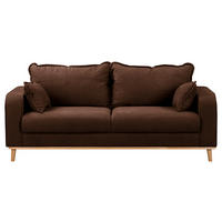 3-SITZER-SOFA in Mikrofaser Braun  - Wengefarben/Braun, Design, Holz/Textil (193/86/87cm) - Livetastic