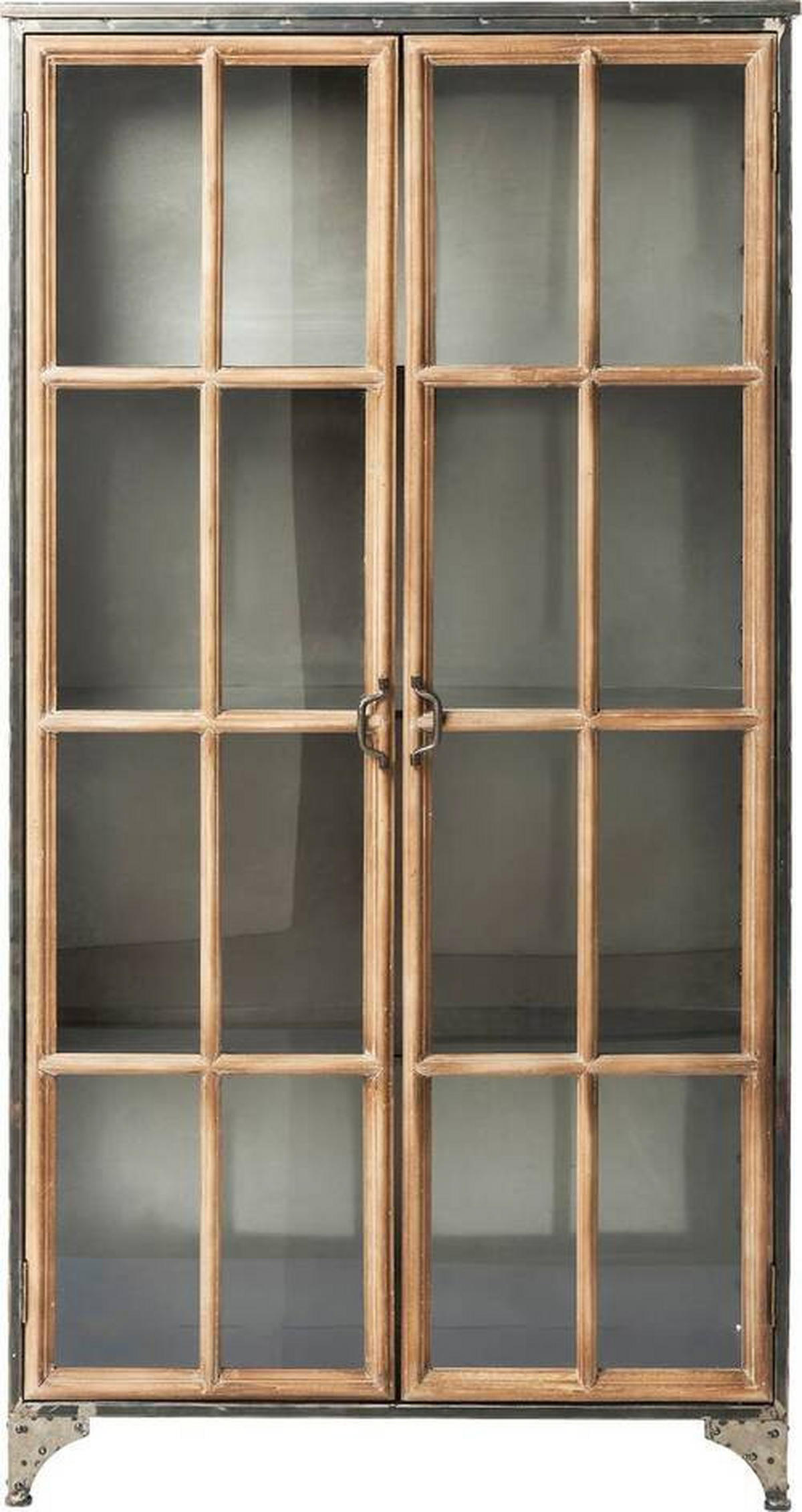 VITRINE in massiv Pappel Grau, Naturfarben, Hellbraun  - Hellbraun/Naturfarben, Design, Glas/Holz (97/187/39cm) - Kare-Design