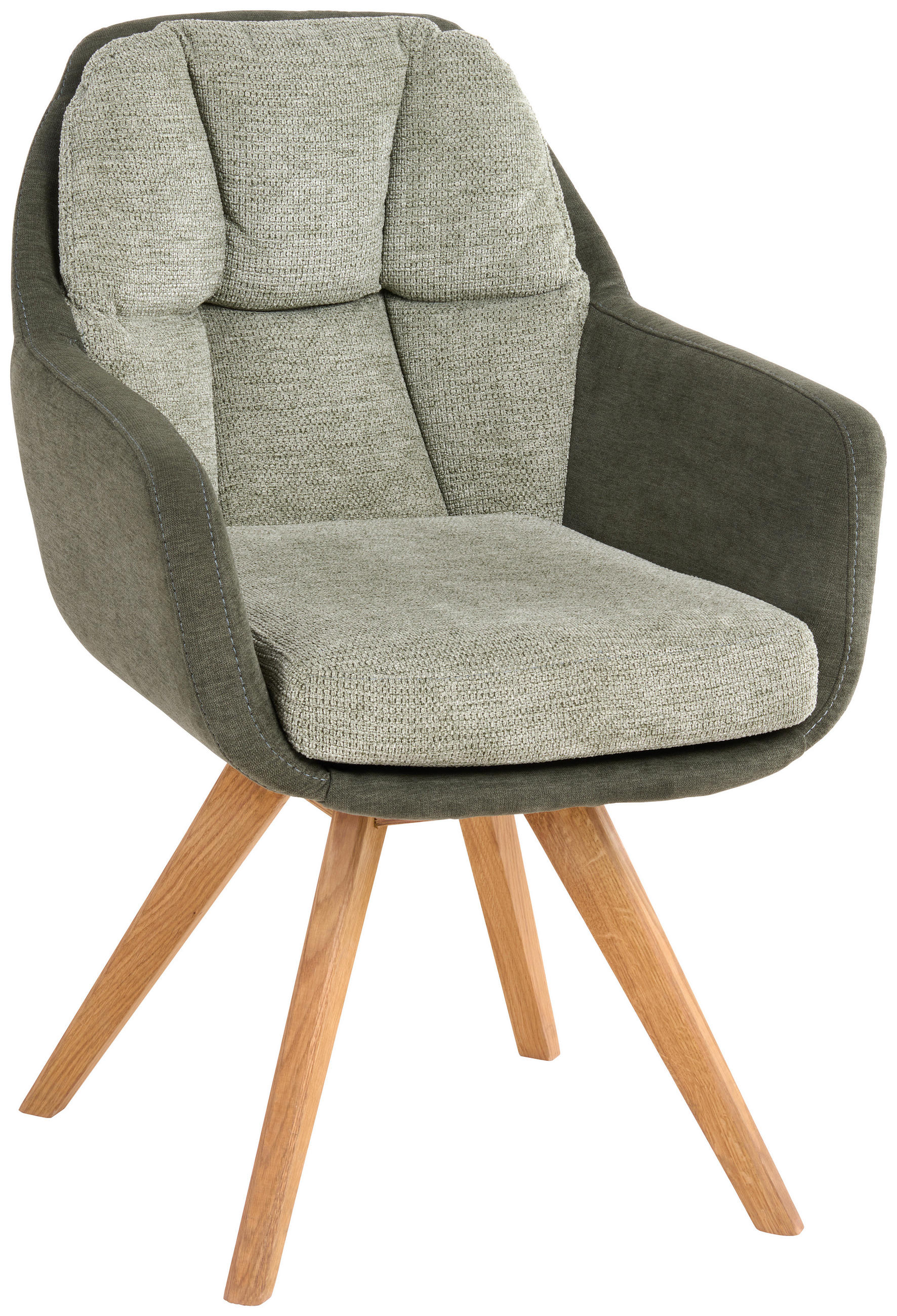 ARMLEHNSTUHL  in Flachgewebe  - Wildeiche/Olivgrün, Design, Holz/Textil (65/85/68cm) - Linea Natura