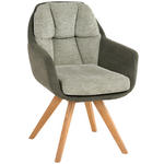 ARMLEHNSTUHL  in Flachgewebe  - Wildeiche/Olivgrün, Design, Holz/Textil (65/85/68cm) - Linea Natura