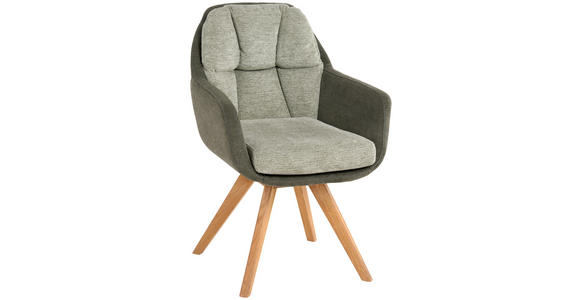 ARMLEHNSTUHL  in Flachgewebe  - Wildeiche/Olivgrün, Design, Holz/Textil (65/85/68cm) - Linea Natura