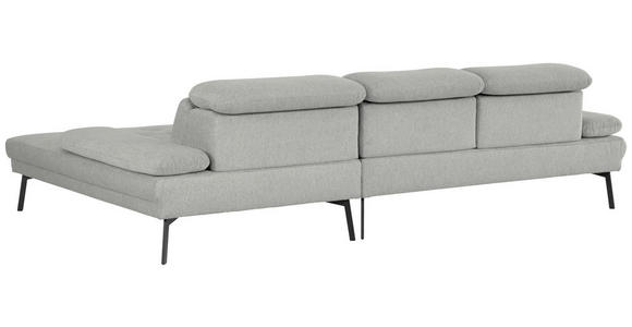 ECKSOFA Hellgrau Webstoff  - Hellgrau/Schwarz, Design, Textil/Metall (296/188cm) - Xora