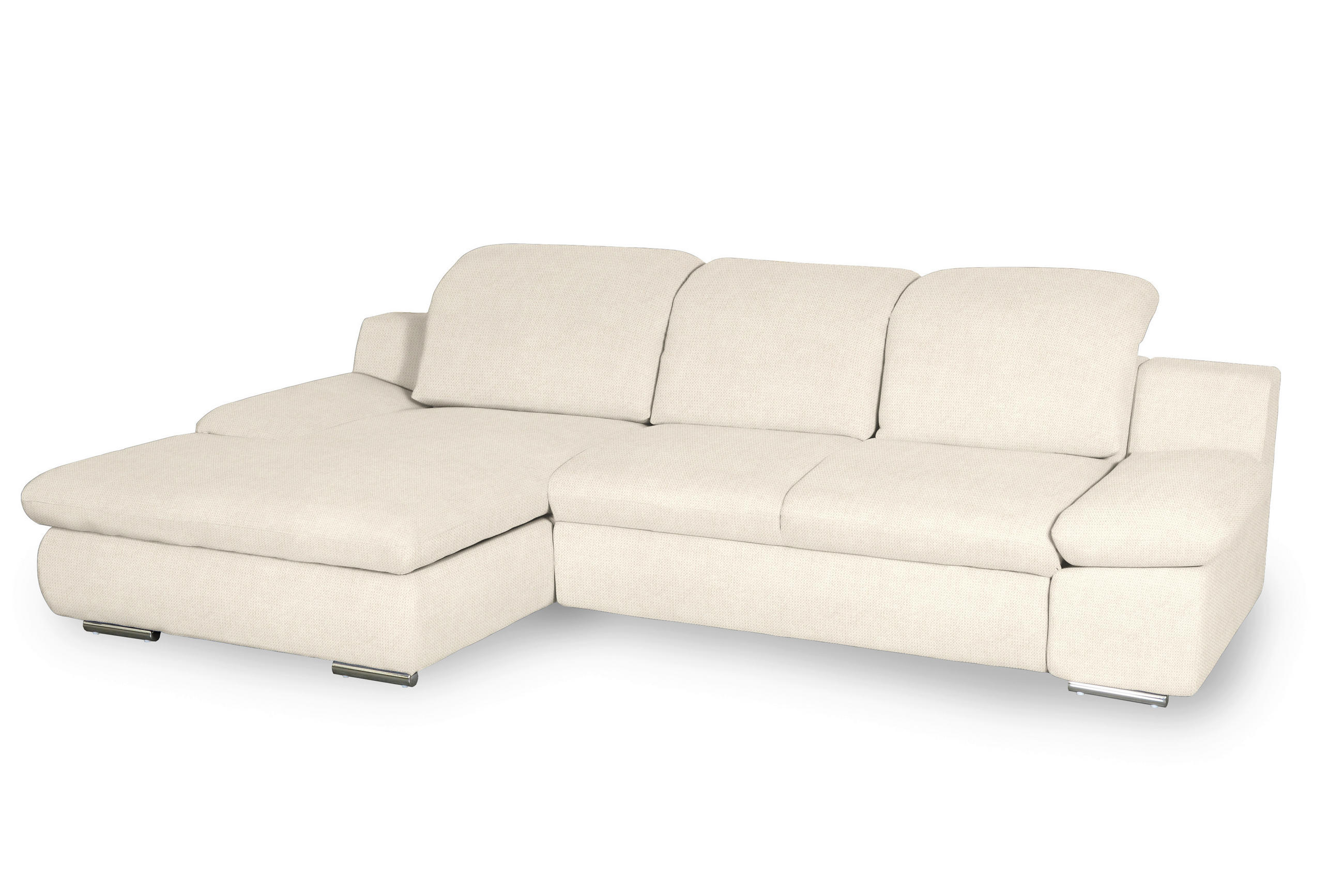 ECKSOFA in Chenille Creme  - Chromfarben/Creme, Design, Textil/Metall (165/286cm) - Livetastic