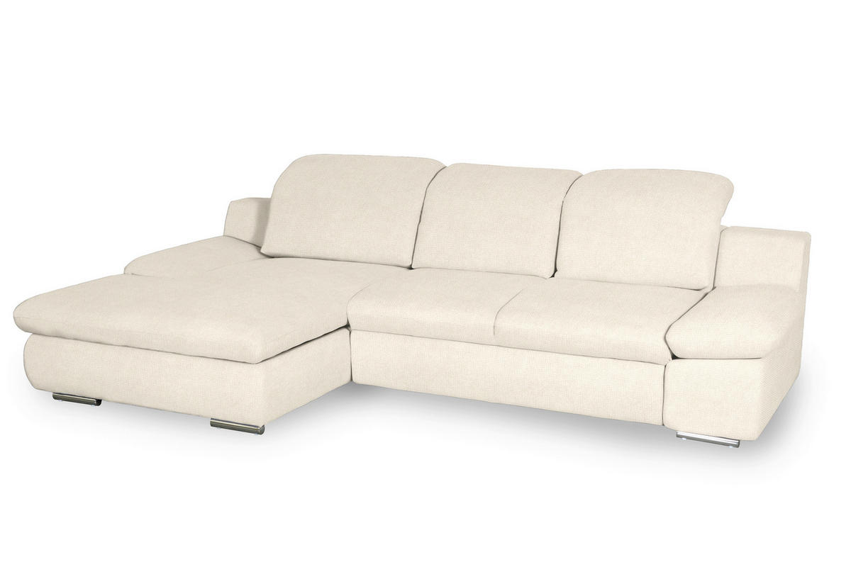 ECKSOFA in Chenille Creme  165/286 cm  - Chromfarben/Creme, Design, Textil/Metall (165/286cm) - Livetastic
