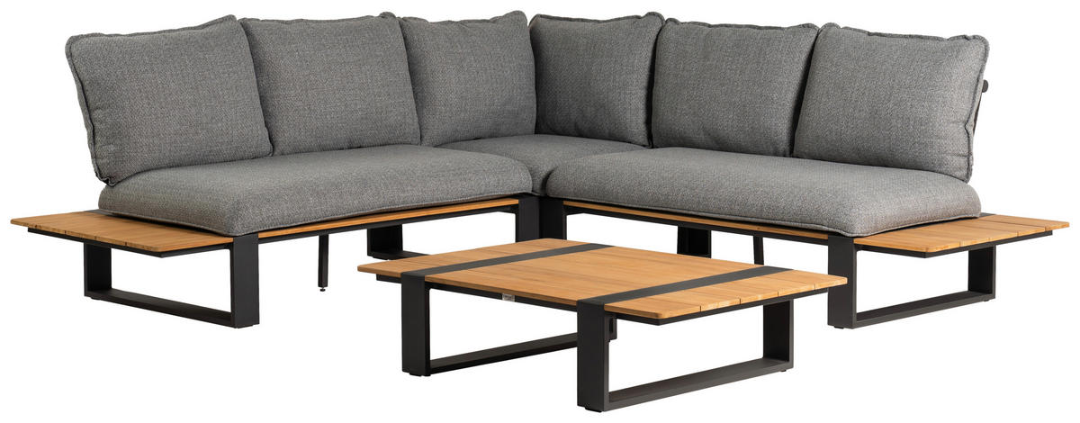 LOUNGEGARNITUR 4-teilig  - Dunkelgrau/Anthrazit, Basics, Holz/Textil (247/247cm) - Tierra Outdoor